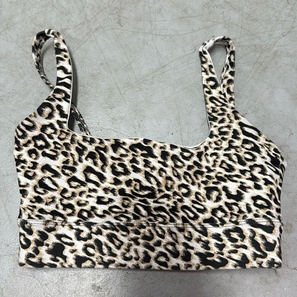Leopard Print Sports Bra Gray- LIKE NEW - DYI Brand - Size Small